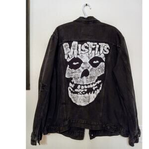 MISFITS Levis Distressed Denim Jacket HandSewn Horror Punk OOAK Upcycled  SZ XXL